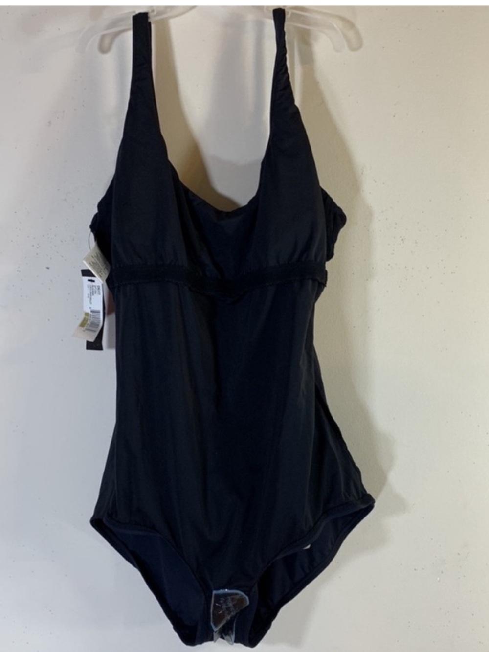 DKNY SPRING 2010 Black/Ash U-Neck Drape Maillot One Piece Swimsuit. 14. NWT. - Picture 10 of 11